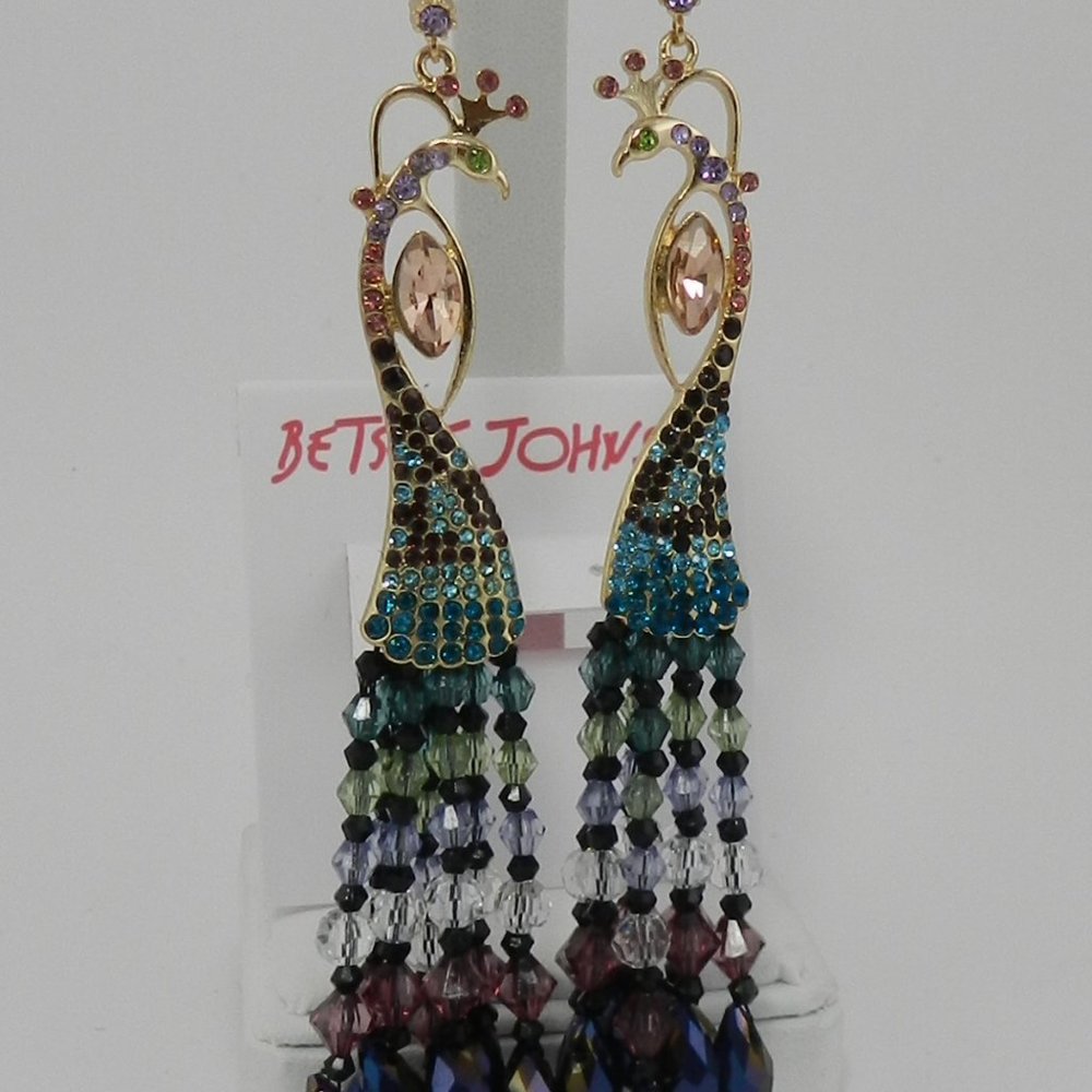 Betsey Johnson Peacock Chandelier Earrings
